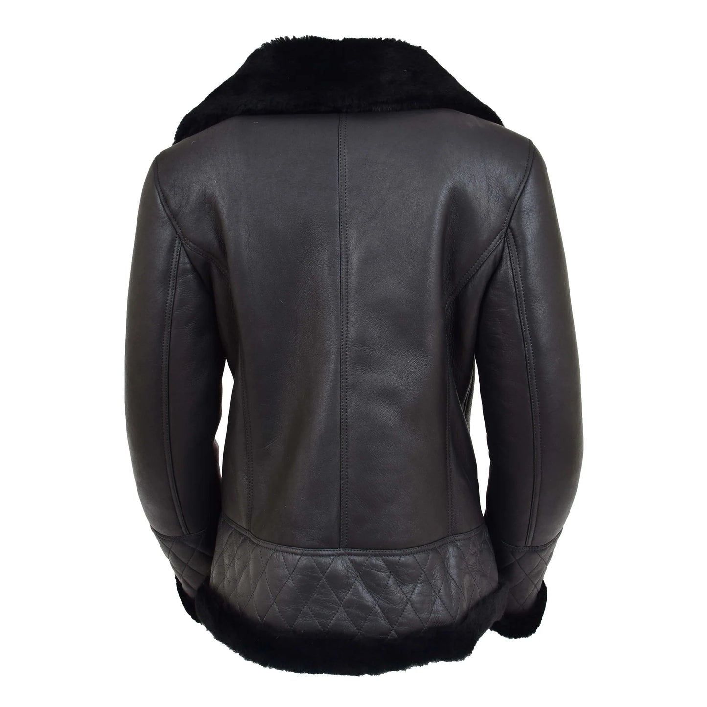 Women Black Faux Fur Collar Zip Jacket