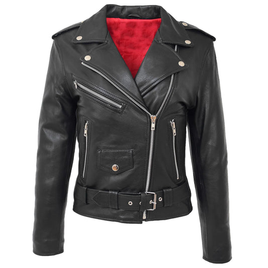 Women Black Biker Style Zip Jacket