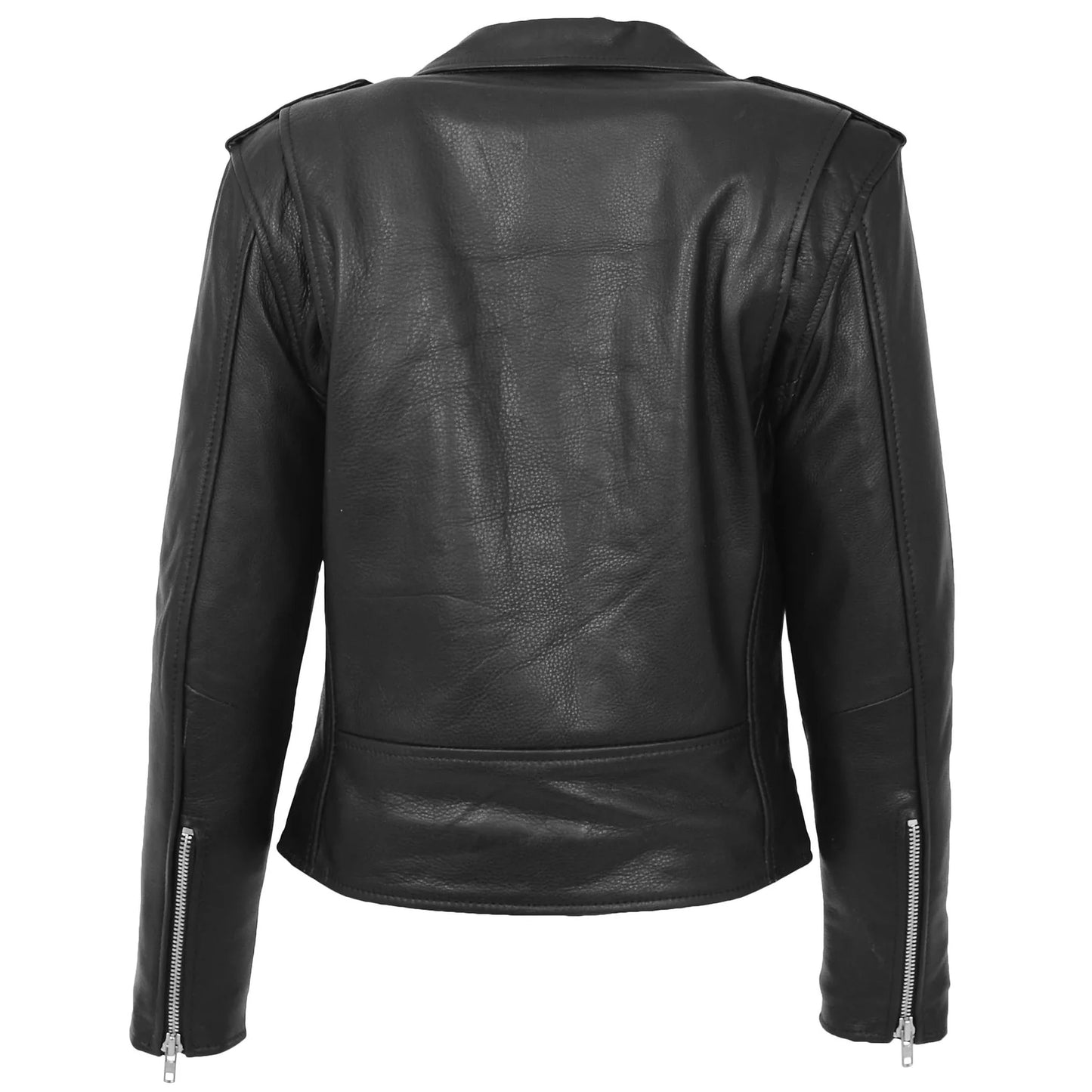 Women Black Biker Style Zip Jacket